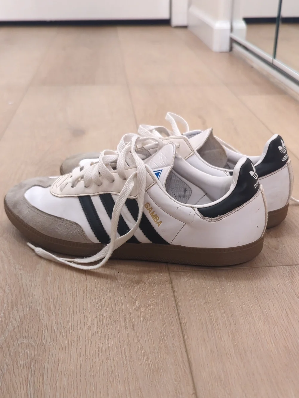 adidas Samba Leather & Suede Sneakers in White/Black